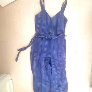 Gap cotton striped blue jumpsuit